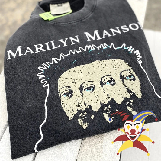 Marilyn Manson Rock Band T Shirt 1:1 Best Quality Vintage Oversized Loose Streetwear T-shirt Tee Tops - Premium T-shirt from Lizard Vigilante - Just $28.88! Shop now at Lizard Vigilante