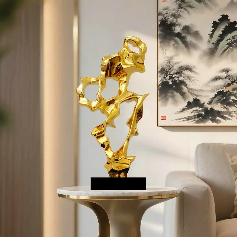 Abstract Art Sculpture Electroplating Transparent Resin Craft Model Modern Home Decor LivingRoom Office Desktop Statue Ornaments