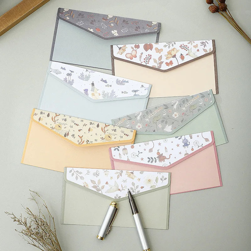 Vintage Flower Envelope Floral Creative Envelope Flower Printing Cute Cartoon Pattern Office Supplies With Letter Paper