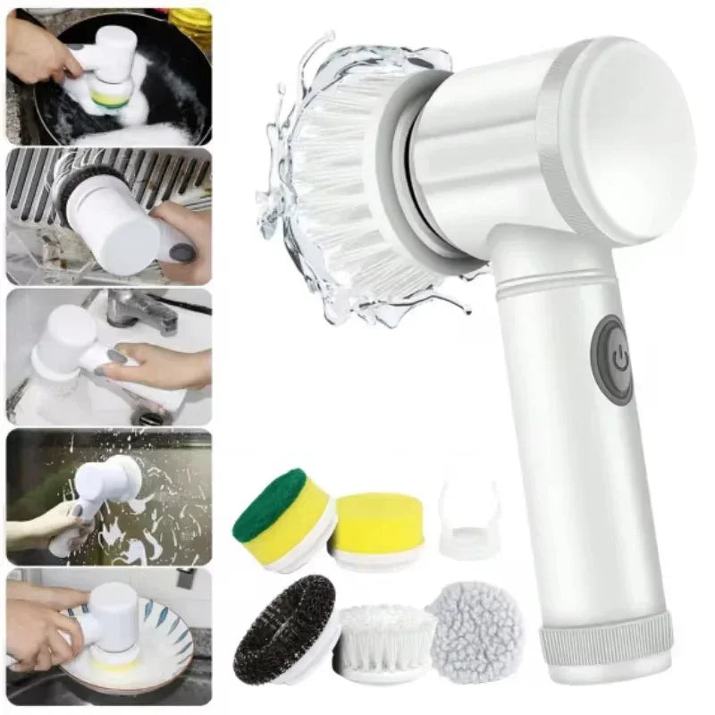 New Electric Spin Scrubber,Bathroom Cleaning Brush Power Scrubber with 5 Replaceable Brush Heads, 5 in 1 Electric Cleaning Brush - Premium  from Lizard Vigilante - Just $15.99! Shop now at Lizard Vigilante