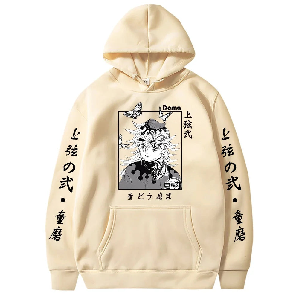 Demon Slayer Douma Fleece Hoodie – Bold Anime Harajuku Streetwear for Men & Women – Vibrant Autumn Warm Pullover Fashion - Premium Hoodie from Lizard Vigilante - Just $48.88! Shop now at Lizard Vigilante