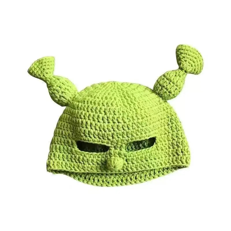 Monster Shrek Wool Hat – Handmade Green Party Beanie, Funny Knitted Cap for Men & Women, Perfect for Winter - Premium unisex beanie from Lizard Vigilante - Just $18.99! Shop now at Lizard Vigilante