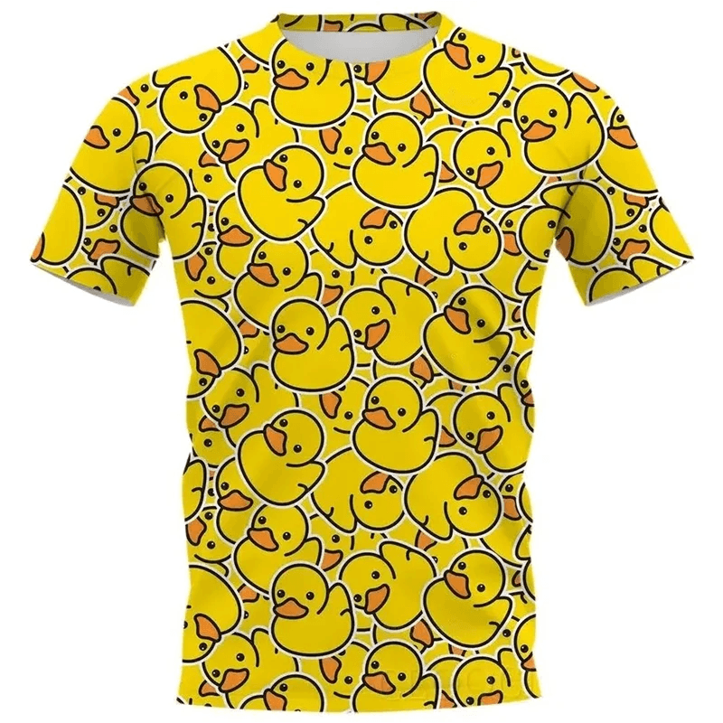 Rubber Ducky Cartoon Little Yellow Duck T-shirt 3D Print T-shirt Men Women Tshirt Short Sleeve Street Wear O-Neck Top Oversize Fun Tee Tops - Lizard Vigilante