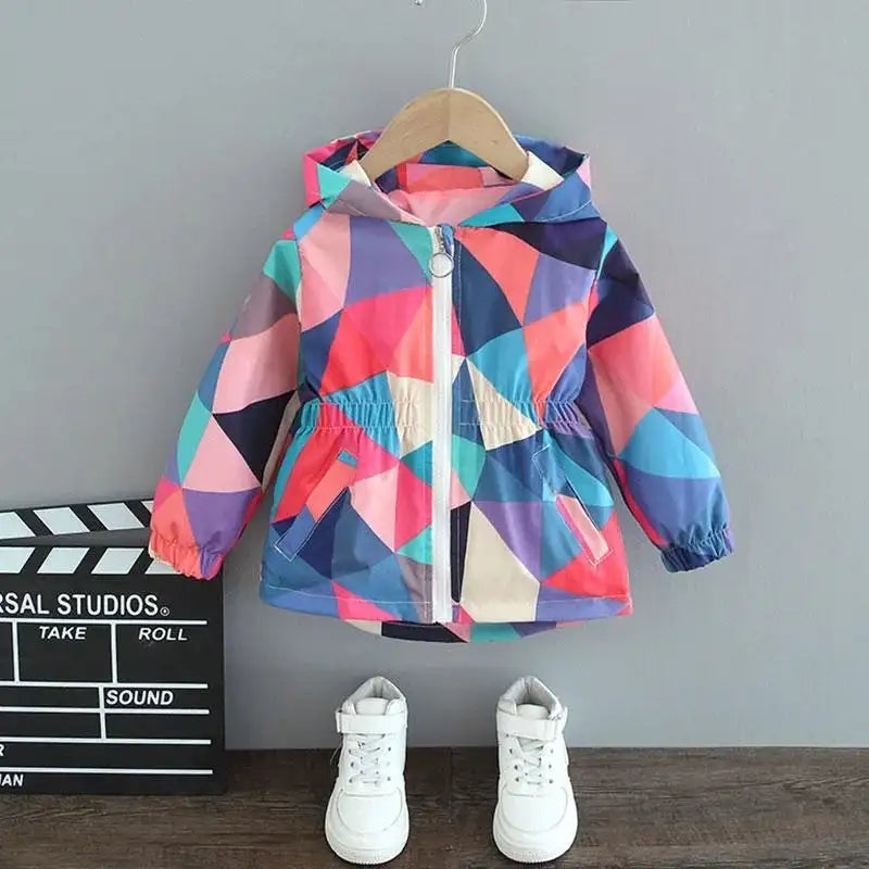 Cartoon Girls Jackets Cute Little Fox Kids Windbreaker Hooded Baby Coat Spring Autumn Children Outwear Toddler Girl Clothes
