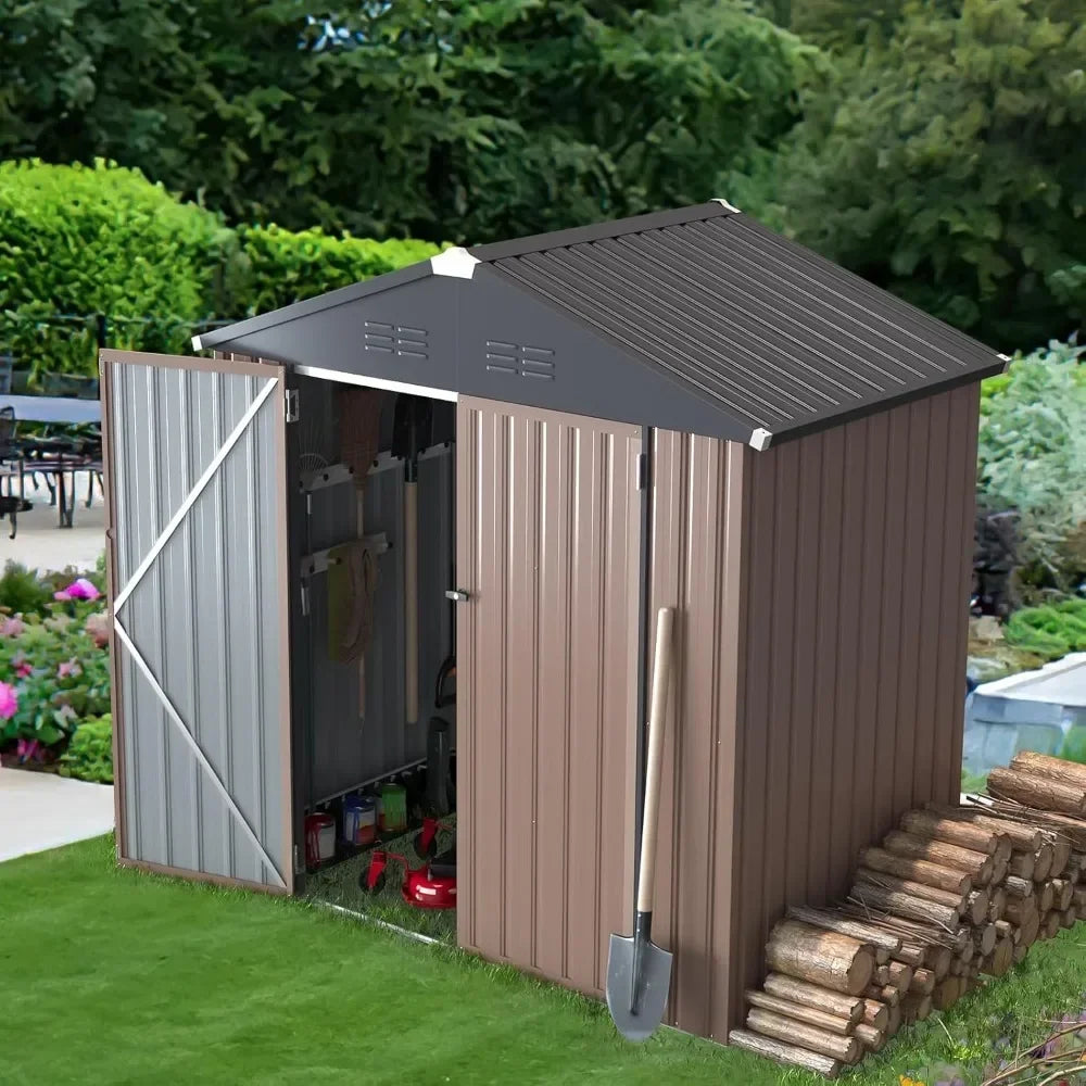 6'x 4' Weatherproof Metal Shed with Adjustable Shelves - Premium shed from Lizard Vigilante - Just $338.88! Shop now at Lizard Vigilante