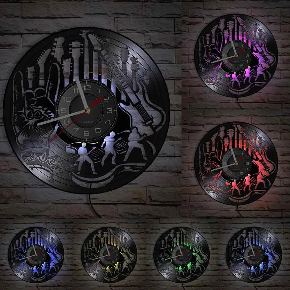 Guitar Player Vinyl Record Wall Clock: The Rock Music Instrument Wall Art for Your Living Room