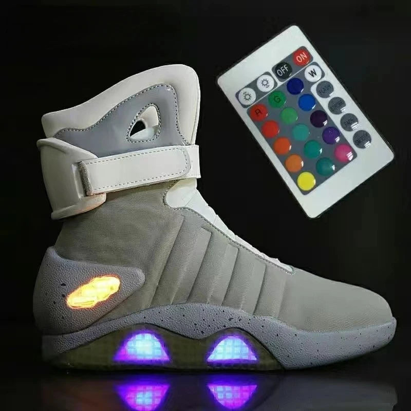 UncleJerry Men Boots Back to Future Adult USB Charging LED Shoes with Remote Control for Men and Women Boots for Party Mag - Premium  from Lizard Vigilante - Just $120.99! Shop now at Lizard Vigilante