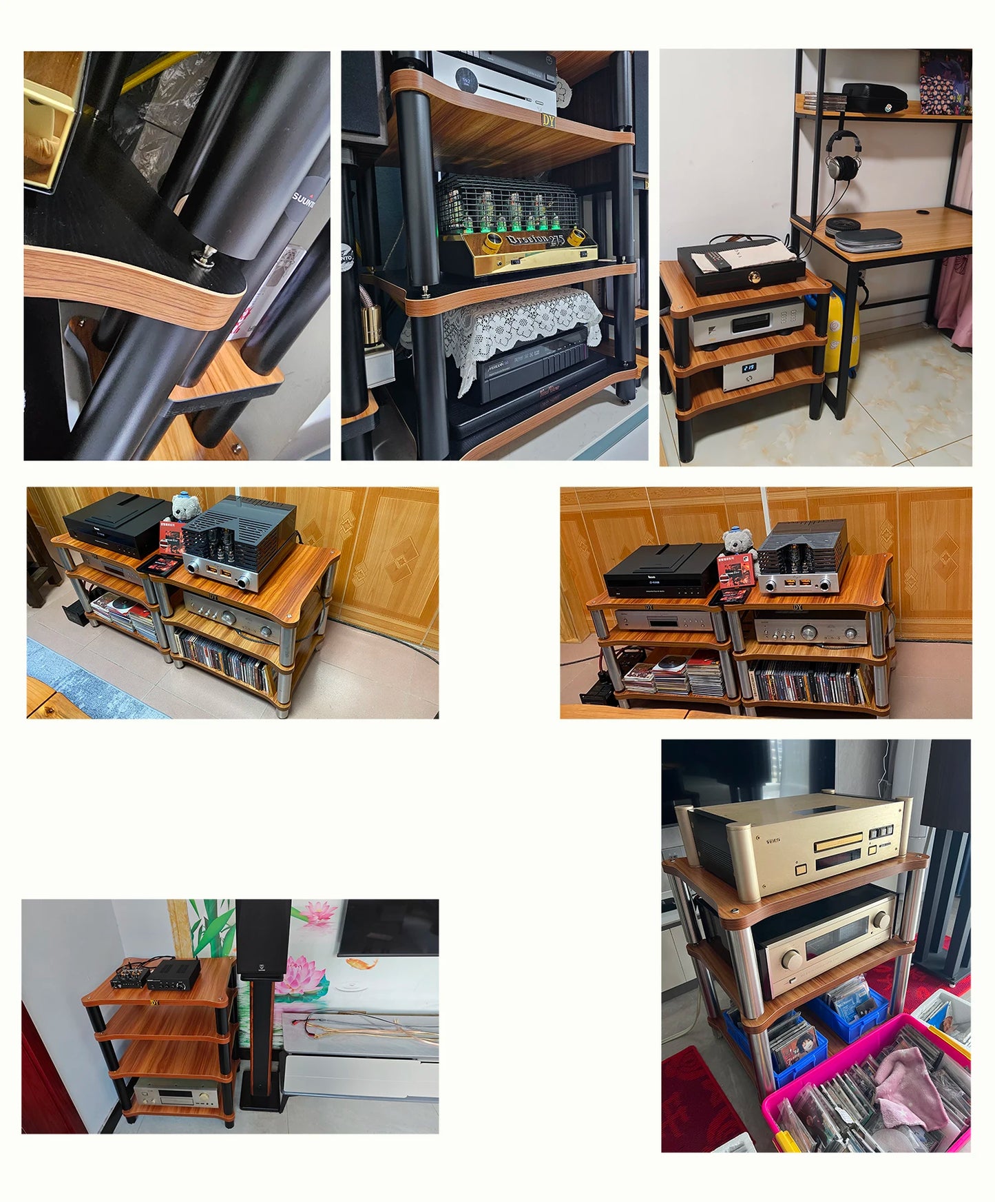 🎶 CHANGELIN Iron Reverb HiFi Audio Rack — Heavy-Duty CD Player, DAC & Amplifier Cabinet with Shock-Absorbing Spikes for Pure Sonic Power
