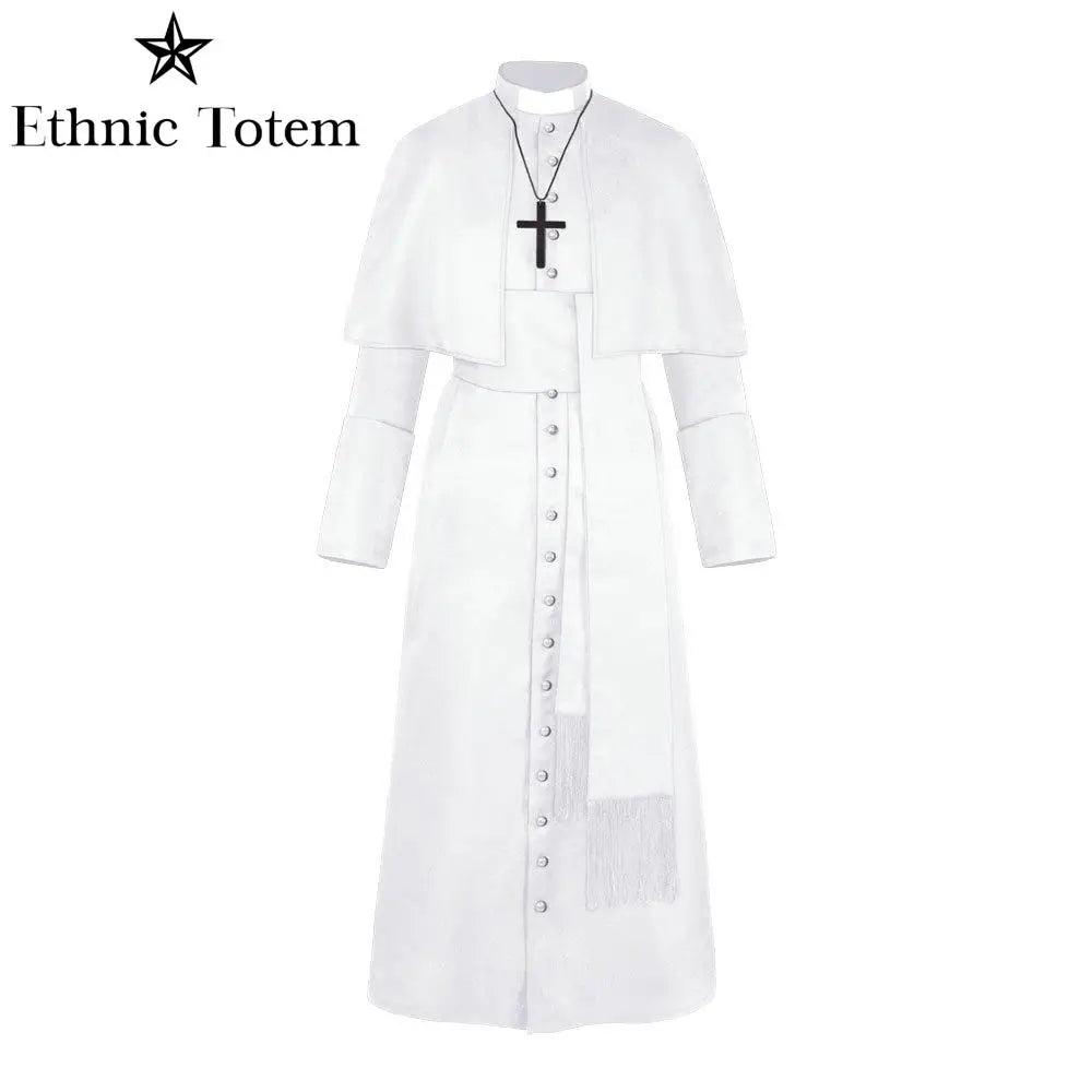 Priest Robe Medieval Monk Uniform Vintage Halloween Men Pope Pastor Cloak Cape Cosplay Costume Renaissance Clergy Sets - Premium robe from Lizard Vigilante - Just $69.69! Shop now at Lizard Vigilante