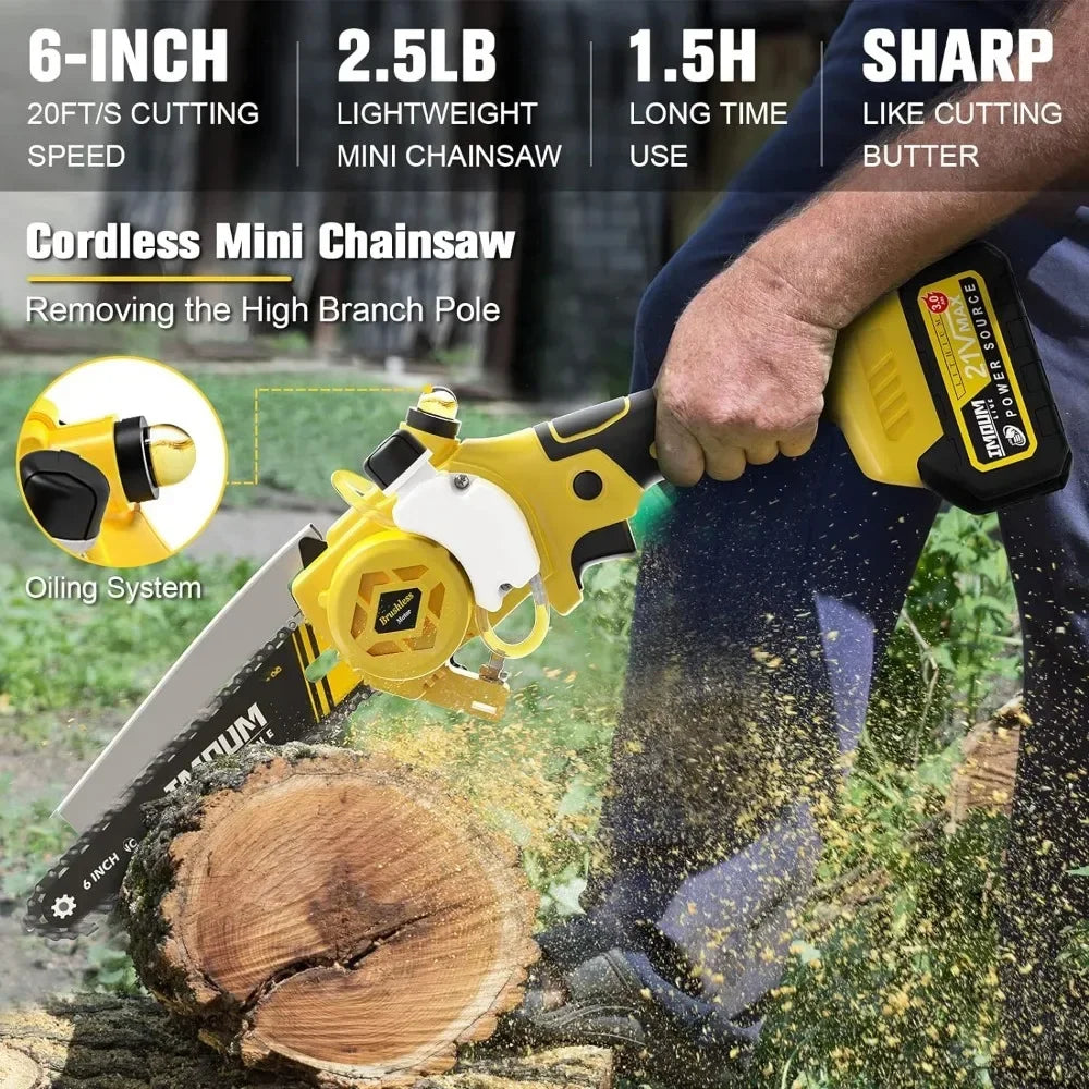 2-IN-1 Cordless Pole Saw & Mini Chainsaw – Lightweight, Brushless Motor, 21V Battery - Premium chainsaw from Lizard Vigilante - Just $208.88! Shop now at Lizard Vigilante