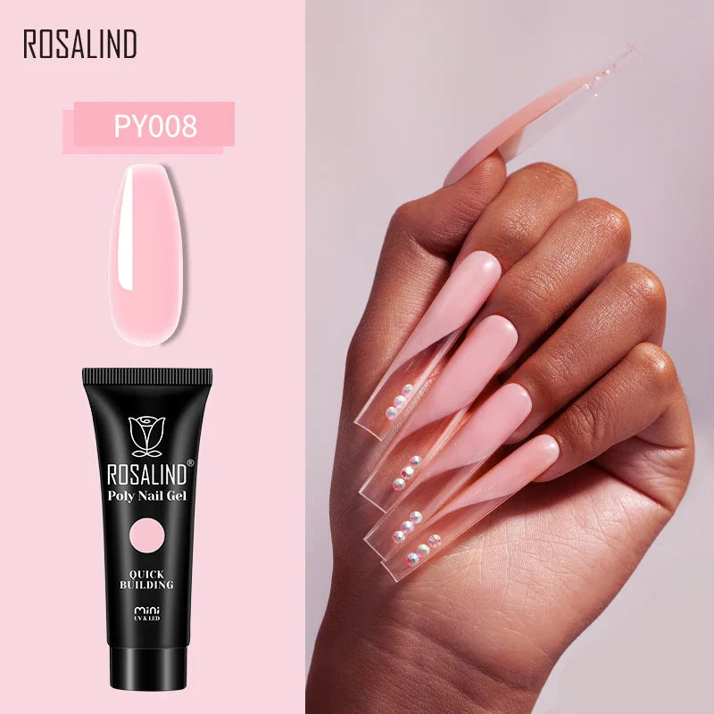 ROSALIND Poly Nail Gel Semi Permanent Acrylic Nail Art Hybrid Varnishes Poly Crystal  Nail Polish Top Base Coat Need UV/LED Lamp