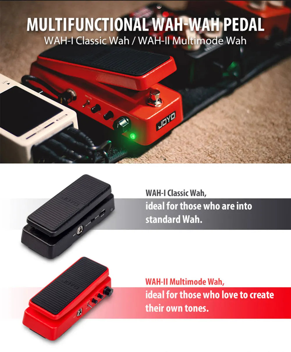 Red Riot WAH-II — JOYO Multi-Mode Wah & Active Volume Command Pedal (6-Range Q Engine)