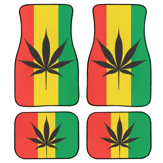 INSTANTARTS Jamaica Flag 4pcs All Weather 3D Weed Leaves Print Car Floor Mats – Durable Universal Fit for SUVs, Trucks, Sedans, Vans - Premium floor mats from Lizard Vigilante - Just $53.88! Shop now at Lizard Vigilante