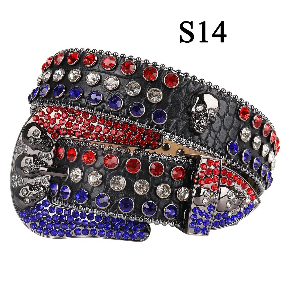 Red Skull Belt Jeans Skeleton Waistband Luxury Women Designer Belts High Quality Leather Strap Men Gothic Rhinestones Belt Ceinture Femme - Lizard Vigilante