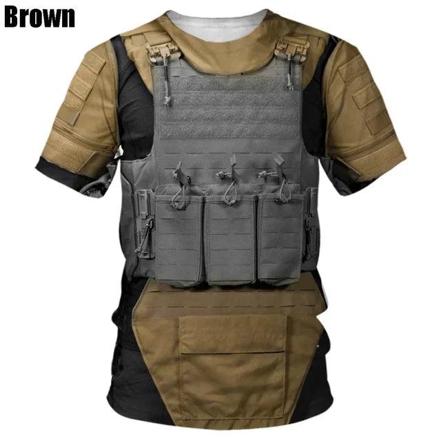 Men's Bulletproof Vest Printed 3d T Shirt Casual Short Sleeve Round Neck Tees Funny Personality Men Oversized - Lizard Vigilante