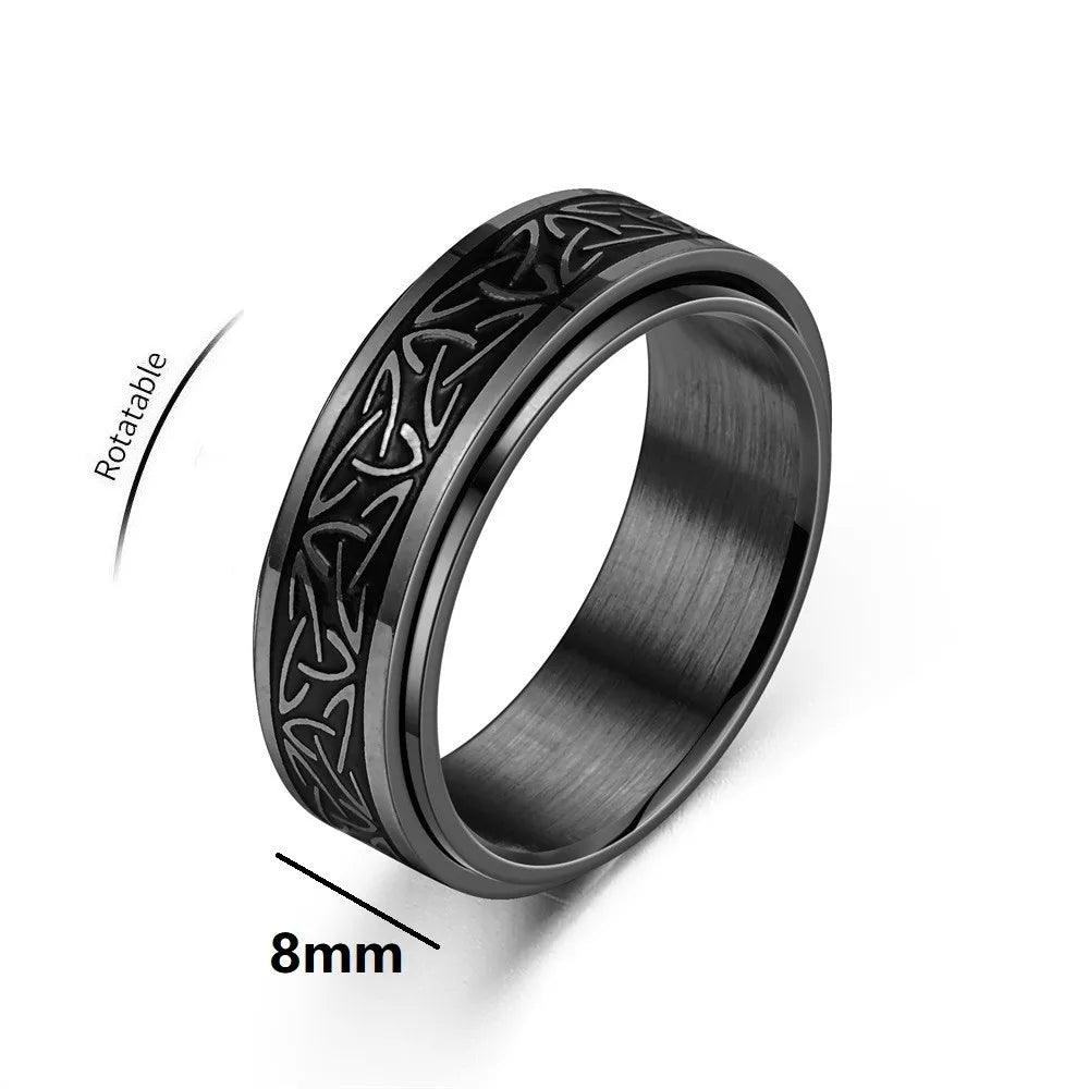 Viking Celtic Knot Rune Rotating Anxiety Joint Ring For Men Anti Stress Stainless Steel Spinner Fidgets Ring Anillo Antiestres - Lizard Vigilante