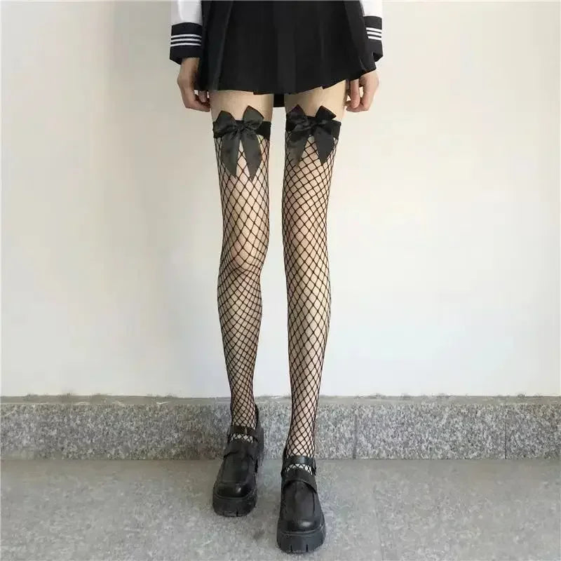 Sexy Fishnet Thigh High Stockings - Gothic Lolita Style - Premium stockings from Lizard Vigilante - Just $22.88! Shop now at Lizard Vigilante