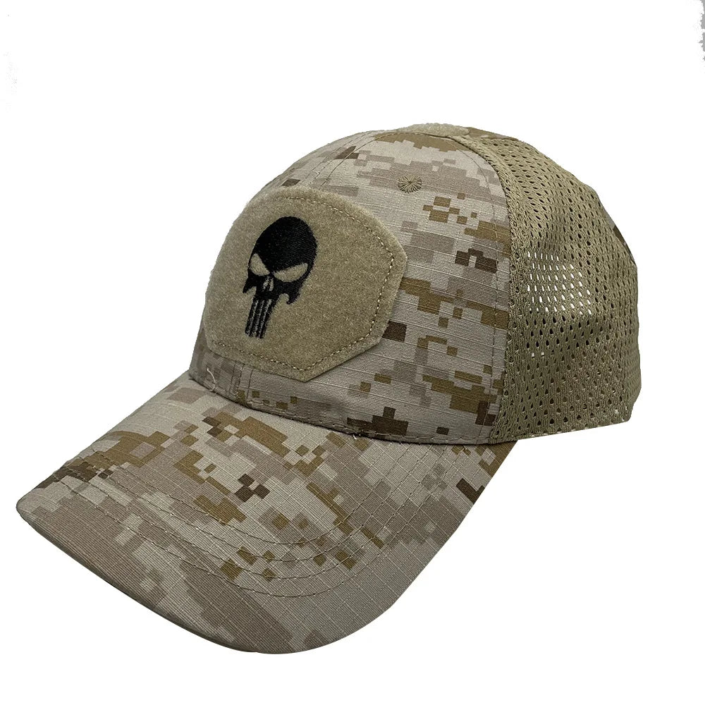 Tactical Camouflage Baseball Cap Mesh Breathable Special Forces Tactical Camo Hat Skull Duck Visor Hat - Premium  from Lizard Vigilante - Just $8.99! Shop now at Lizard Vigilante