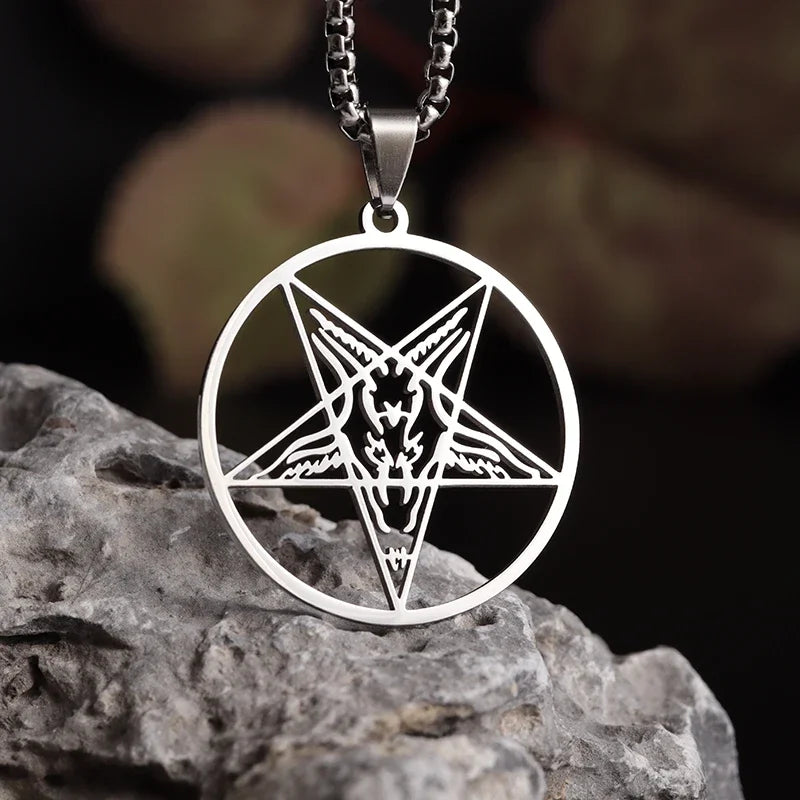 Vintage Lucifer Demon Ram Necklace – Gothic Satanic Pendant for Men – Eye of Truth Punk Party Jewelry - Premium pendant from Lizard Vigilante - Just $16.66! Shop now at Lizard Vigilante