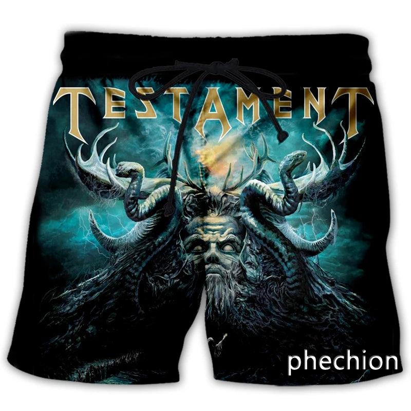 Unisex Testament ROCK 3D Print Casual Shorts Novelty Streetwear Men Loose Sporting Shorts - Lizard Vigilante