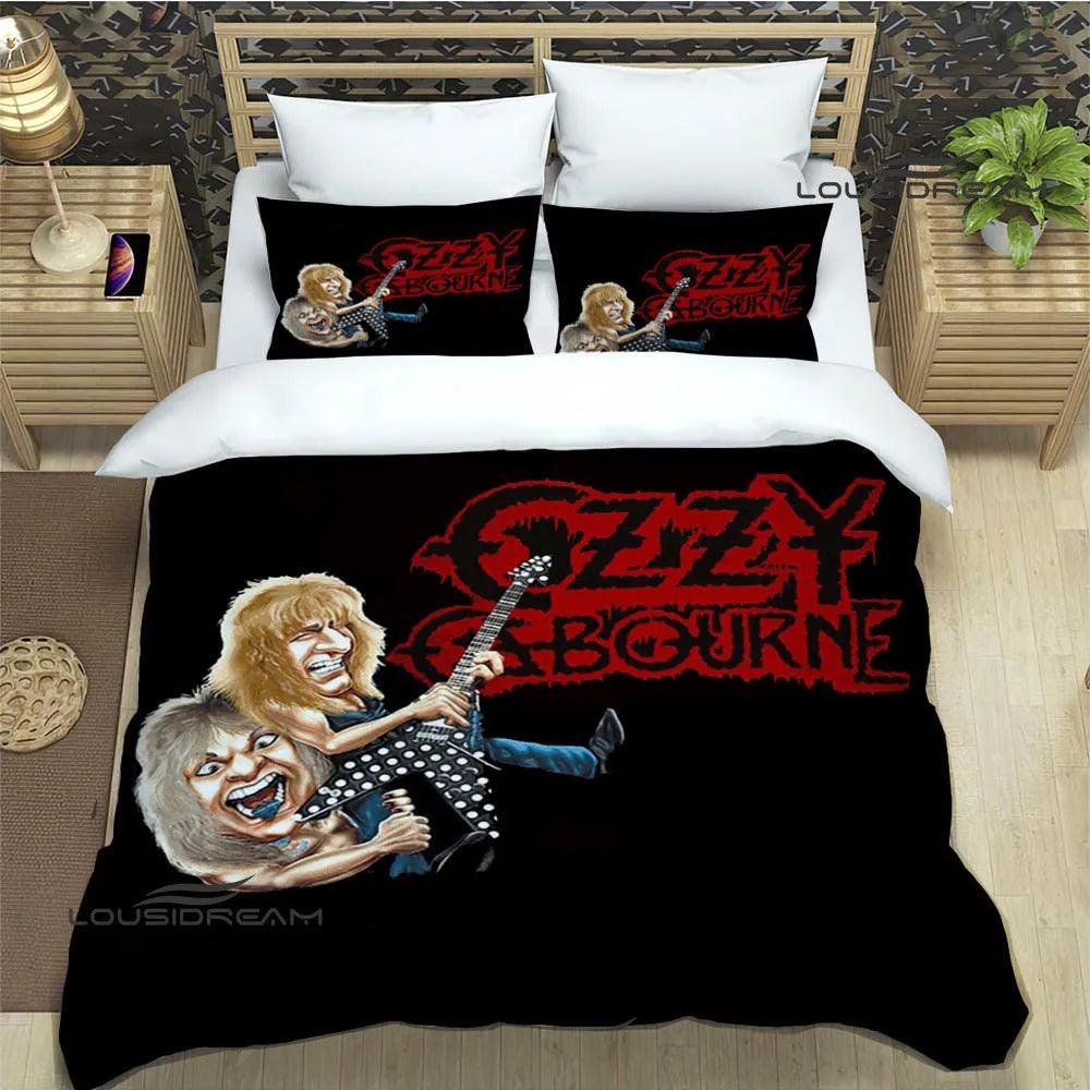 Dive into Ozzy's Dreamworld: A Retro Bedding Symphony for Headbanging Sleep - Premium bedding from Lizard Vigilante - Just $57.99! Shop now at Lizard Vigilante