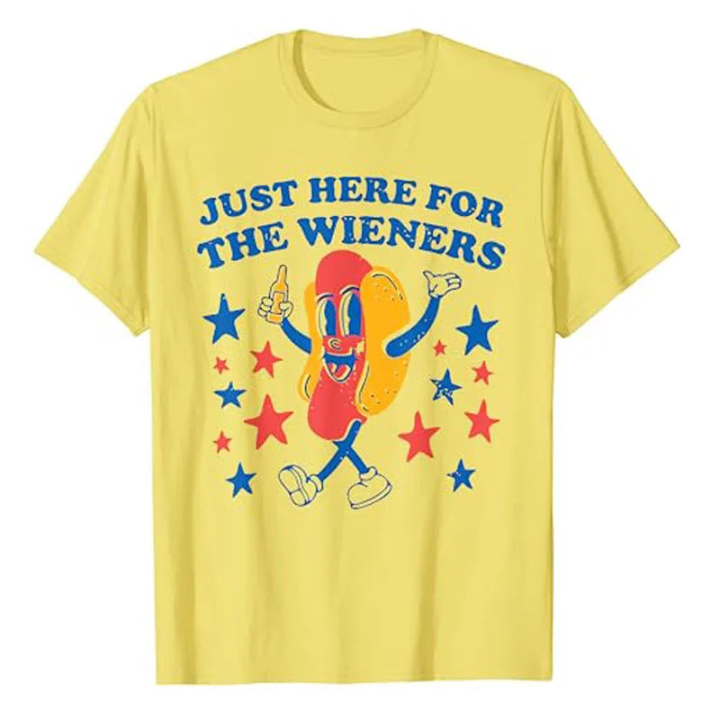 I'm Just Here for The Wieners Hot Dog 4Th of July T-Shirt Hotdogs Fast Food Lover Graphic Tee Tops Humor Funny Americans Clothes - Premium t-shirt from Lizard Vigilante - Just $23.99! Shop now at Lizard Vigilante