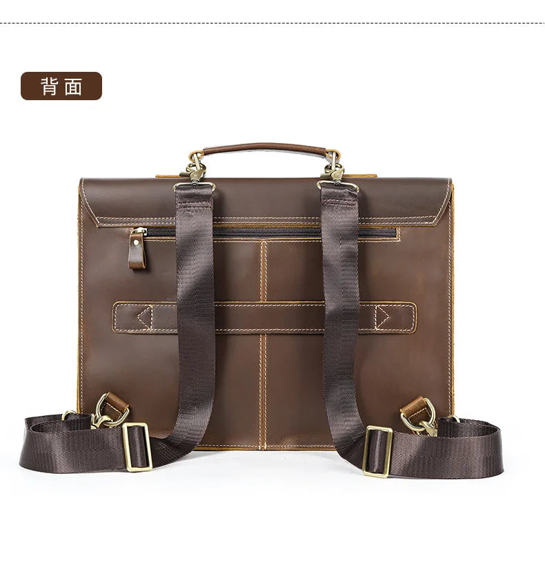 Vintage Leather Briefcase - Timeless Elegance and Durability - Premium handbag from Lizard Vigilante - Just $187.99! Shop now at Lizard Vigilante