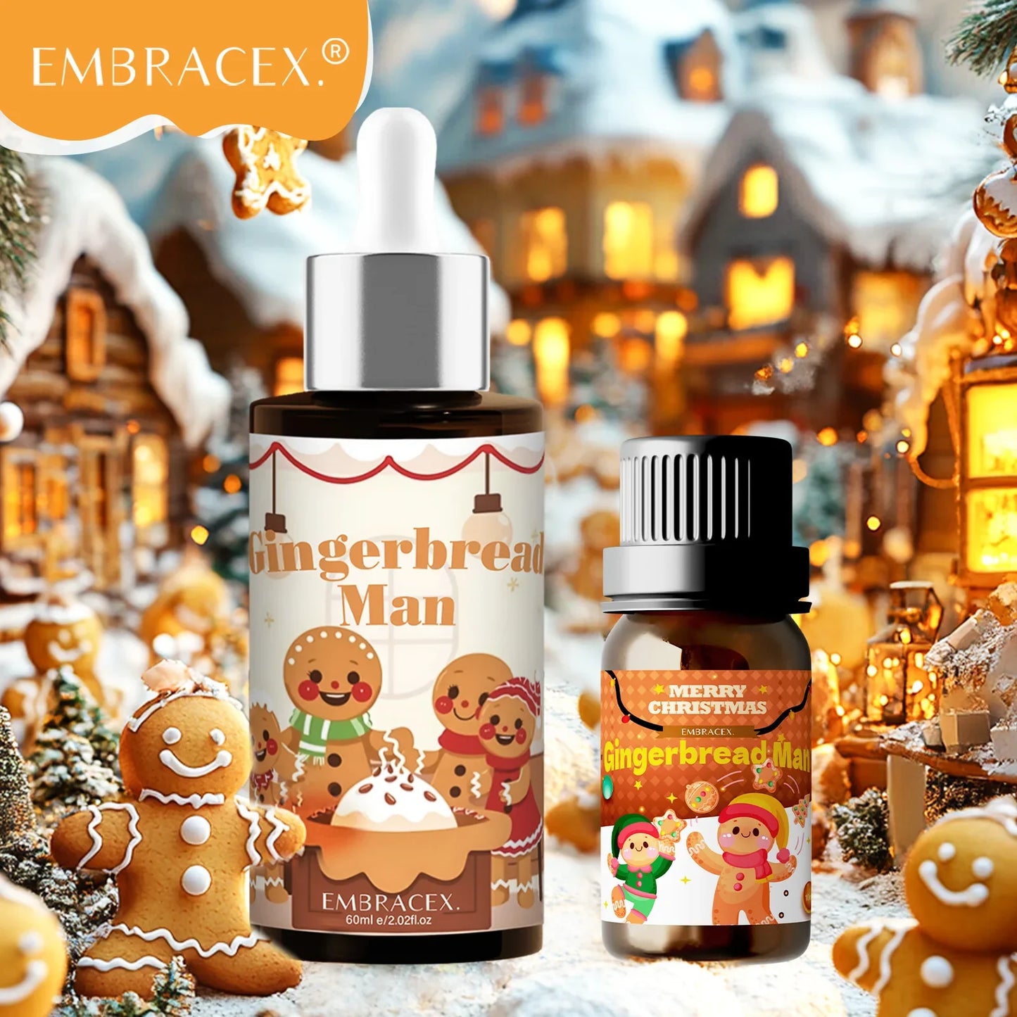 10ml 60ml Gingerbread Man Fragrance Essential Oils Long Lasting Perfumes Can Make Christmas Candle Car Airfresheners