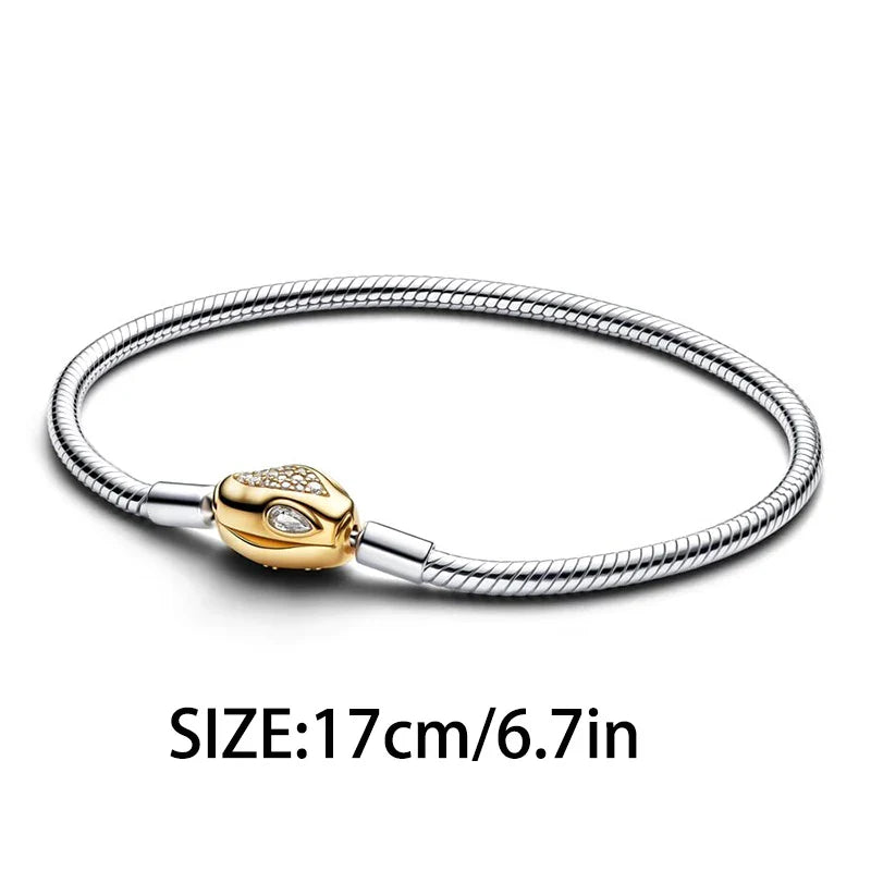 925 Silver Valentine's Day Snake Year Series Pendant Suitable for 925 Sterling Silver Original Women's Bracelet DIY Jewelry Gift