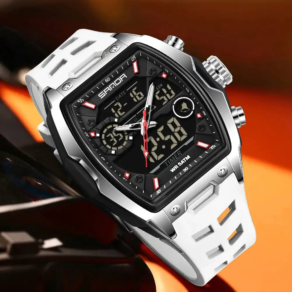SANDA Men Electronic Watch Big Dial Sports LED Analog Digital Chronograph Military Dual Display Man Wristwatch relogio masculino
