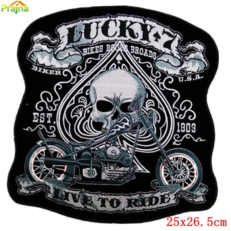 Punk Biker Patch Iron/Sew On Embroidery Patches On Clothes Skull Big Pacthes For Jacket Applique DIY Rock Large Back Pacth Badge - Lizard Vigilante