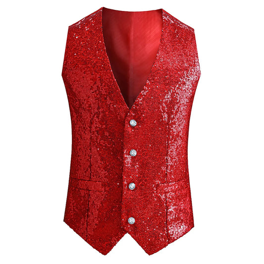 Glamorous Nights: Men's Sequin Blazer Vest - Premium  from Lizard Vigilante - Just $28.88! Shop now at Lizard Vigilante