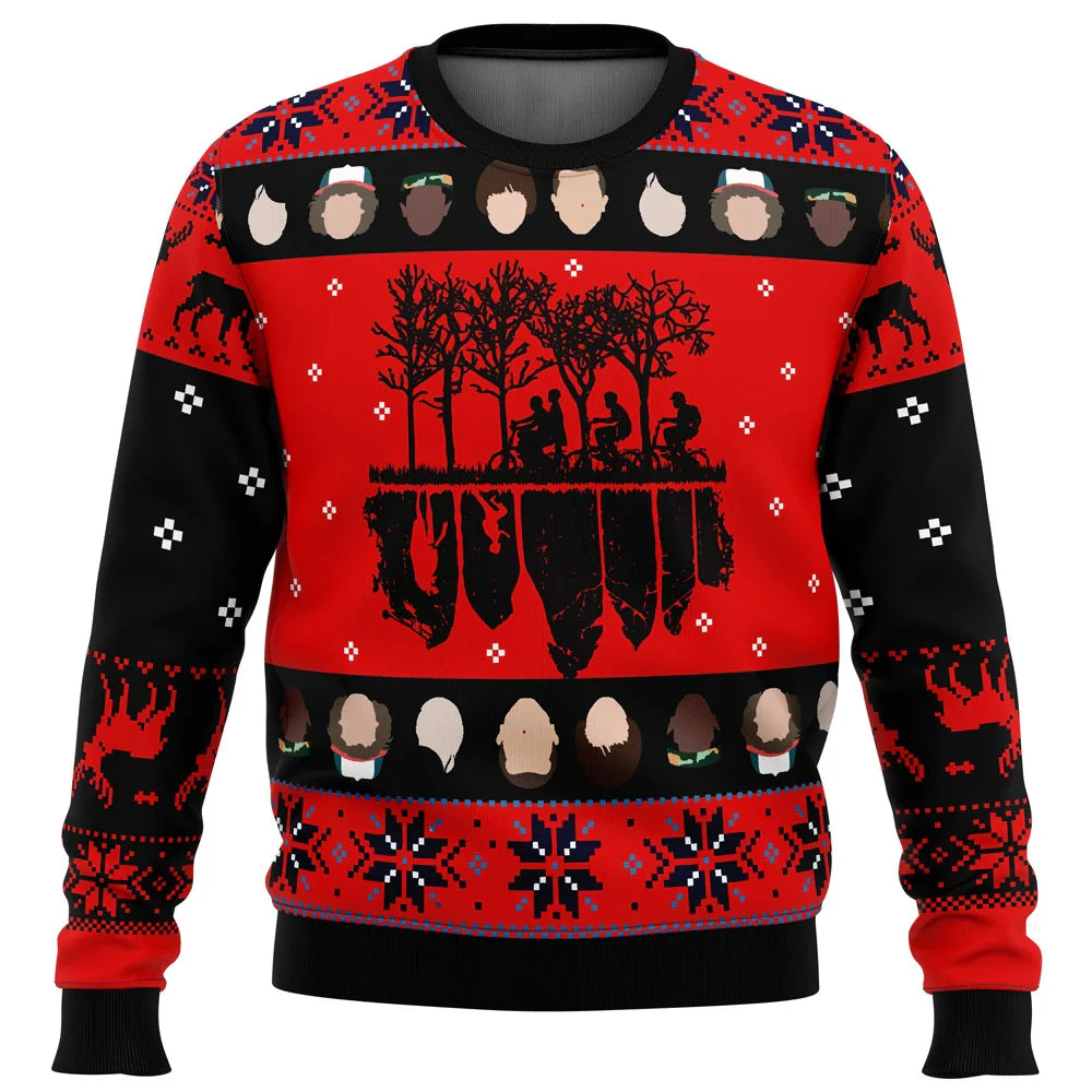 Stranger Things Ugly Christmas Sweater – Santa Claus 3D Pullover Sweatshirt for Men – Cozy Autumn & Winter Gift - Premium sweater from Lizard Vigilante - Just $38.88! Shop now at Lizard Vigilante