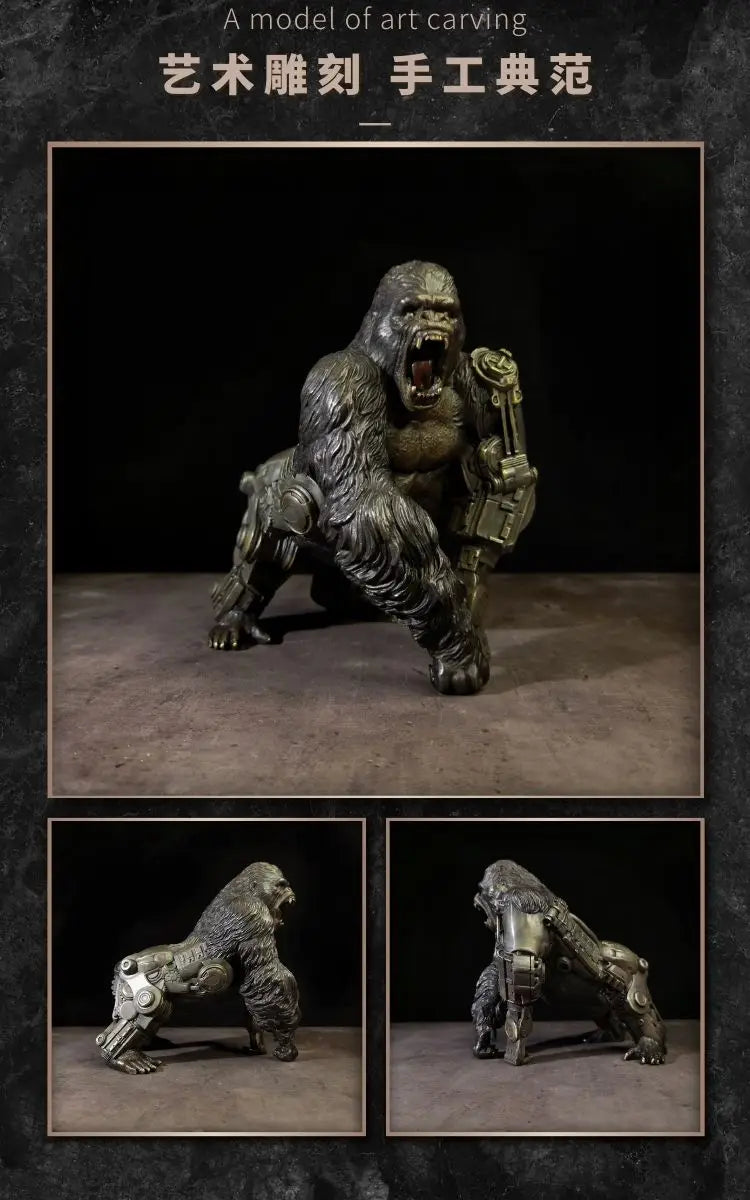 Famous sculptor Collectible works Postmodernism bronze Sculpture ART Mechanical gorilla HOME office Bar Decorative statue