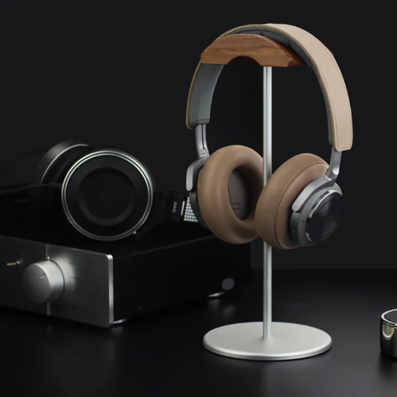 KOQZM Black Walnut Wood & Aluminum Alloy Headphone Stand – Gaming Headset Holder with Solid Metal Base for Desk Display - Premium headphone stand from Lizard Vigilante - Just $22.99! Shop now at Lizard Vigilante