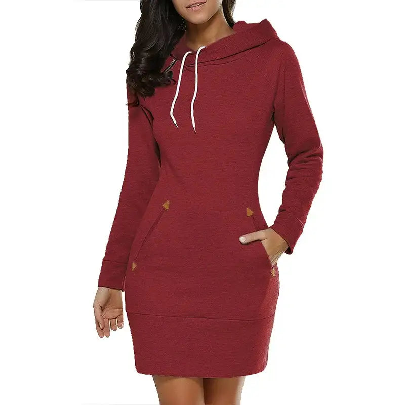 Women Winter Warm Hooded Pullover Sweatshirt Long Dress Sweatshirt Hoodies Women