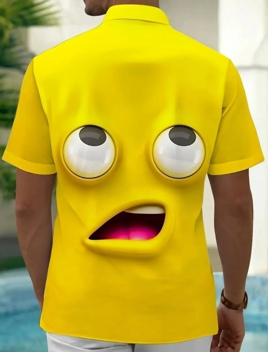 Men’s Chaos Grin Cartoon Face Button-Up Shirt