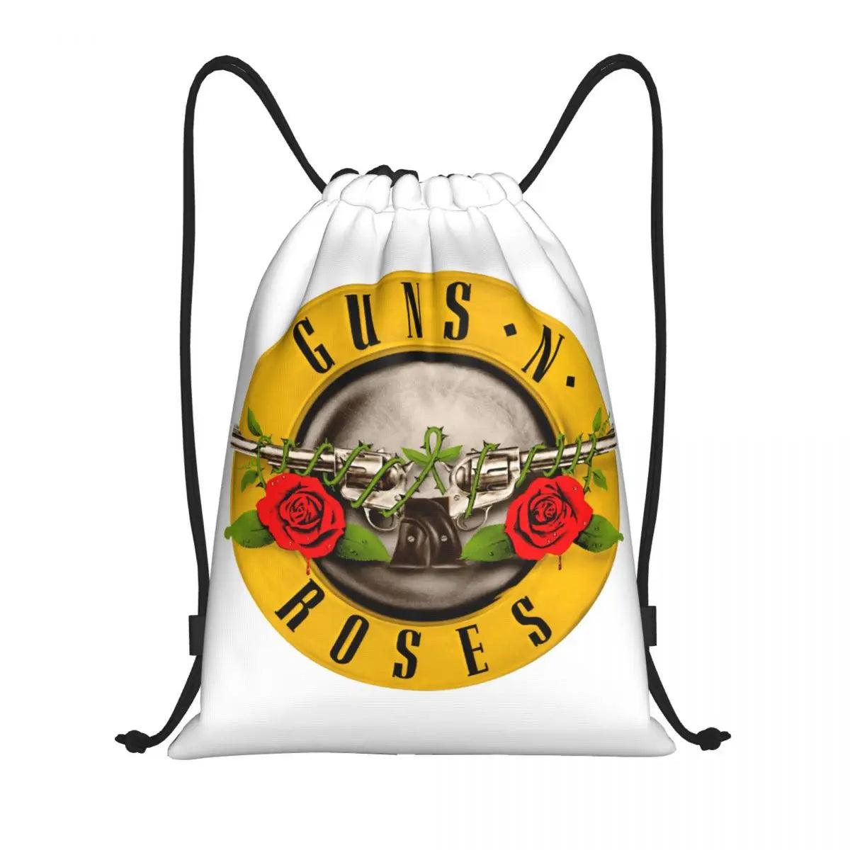 Guns N Roses Bullet Logo Drawstring Backpack Women Men Gym Sport Sackpack Portable Hard Rock Band Training Bag Sack - Lizard Vigilante