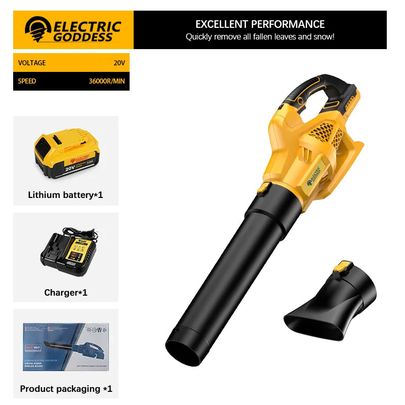 Electric Goddess EG-32000R — Cordless 6-Gear Air Blower Beast | 20V Compatible Superpower for Snow, Leaves, Dust & Chaos