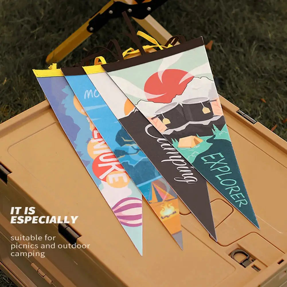 Outdoor Camping Tent Pennant Flags Picnic Canopy Atmosphere Decorations Camp Hanging Flags Holiday Scene Felt Bunting