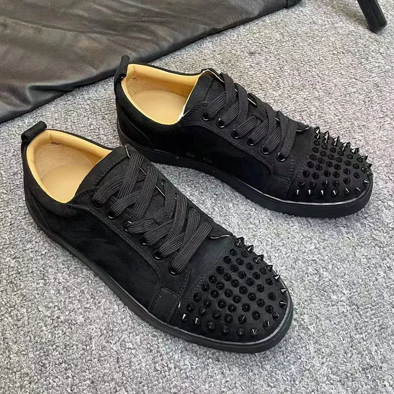 Rivet Riot Cow Suede Platform Sneakers – Men’s Rockstar Spiked Street Shoes 2025 Edition