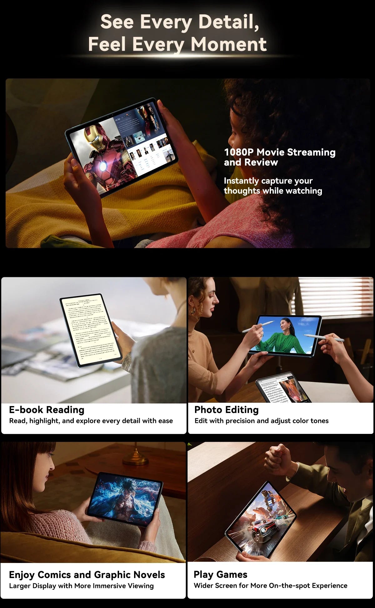 Blackview MEGA 2 Tablets 12 inch 2K Display Widevine L1 24GB(8+16) Android 15 256GB 9000mAh AI Main Camera Pad PC