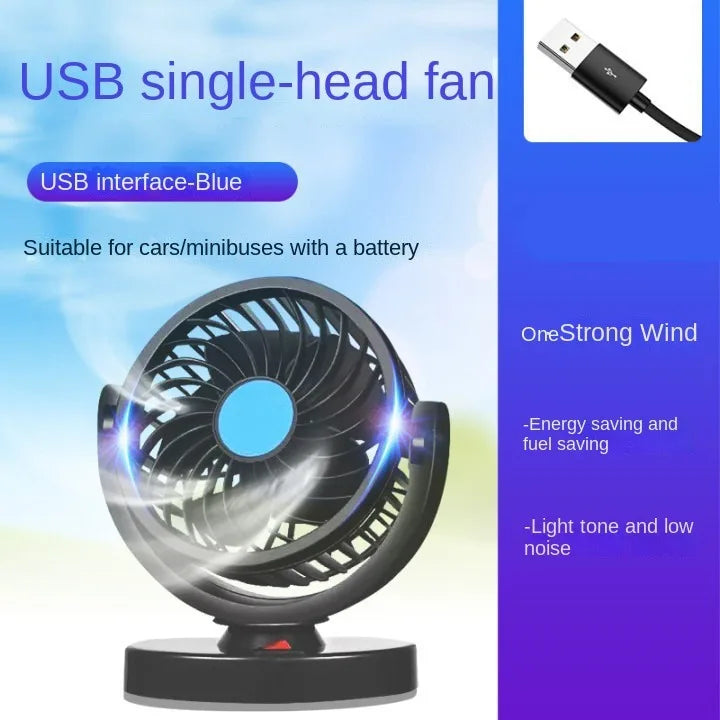 360° Triple-Head Car Fan – USB/12V/24V Adjustable Electric Air Cooler for Cars, Trucks, Desk, and Travel
