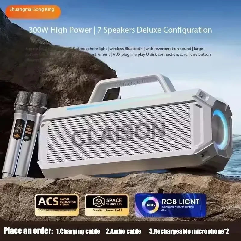 300W High-power Outdoor Wireless Bluetooth Speaker with Speaker Portable Ipx6 Waterproof Outdoors Loudspeaker for Party Outdoors