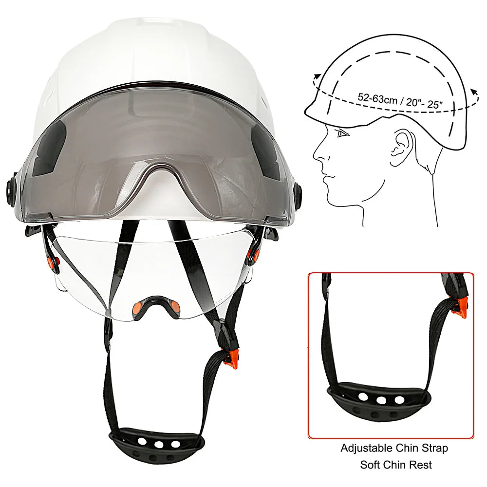 CE-Certified Construction Safety Helmet with Built-In Visor Goggles – ANSI Industrial ABS Hard Hat for Engineers - Premium  from Lizard Vigilante - Just $53.88! Shop now at Lizard Vigilante