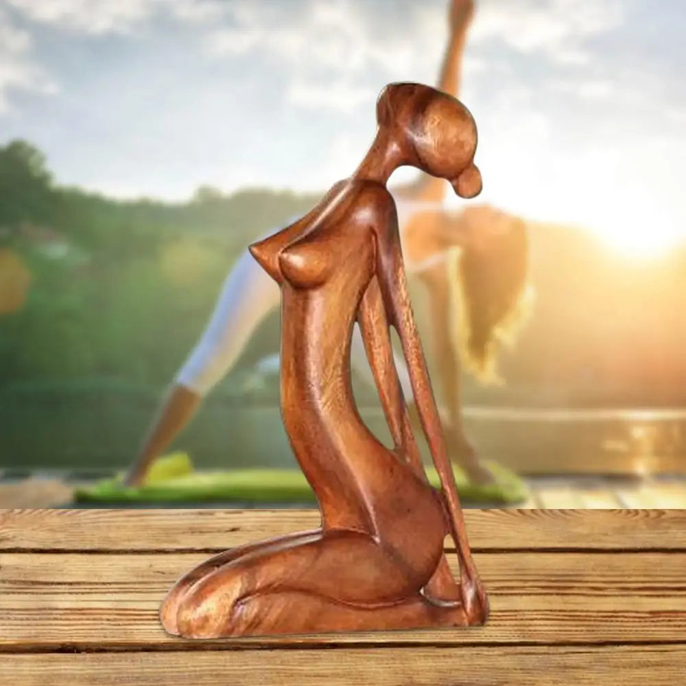 Wooden Yoga Pose Sculpture Abstract Yoga Meditation Statue Hand Carved Wood Fragrant Art Decoration Gallery Tabletop Ornaments