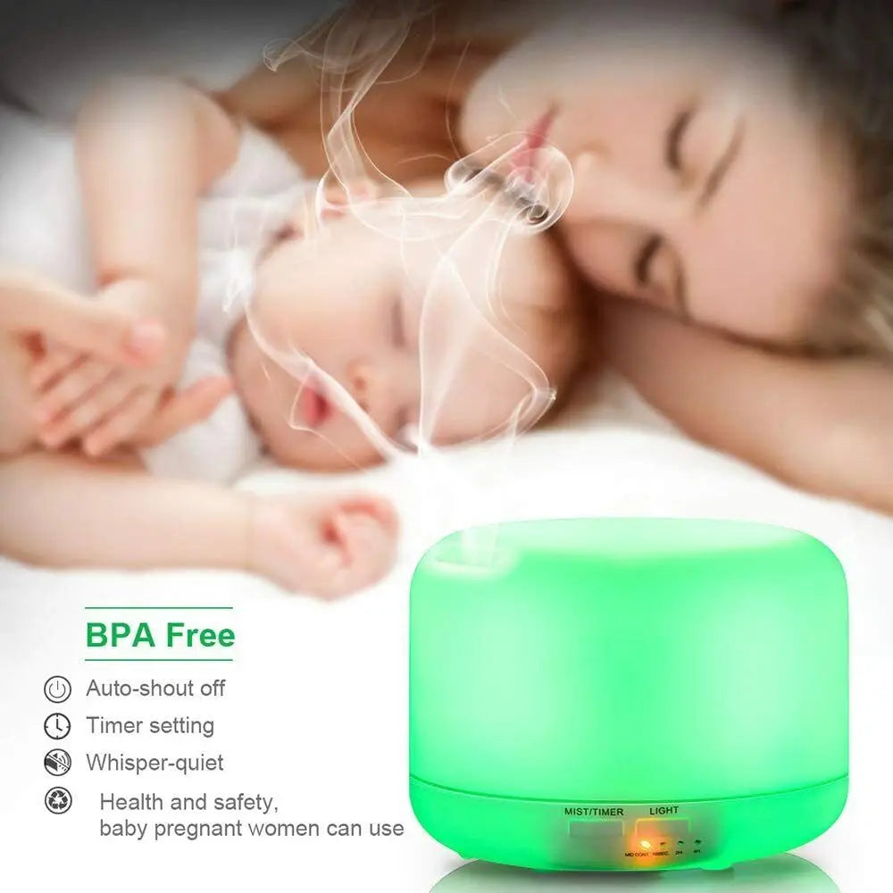 Aroma Diffuser, 300ml Aromatherapy Oil Diffuser with 7-Color Light, Timer-Adjustable Fog Mode Setting 300ML humidifier