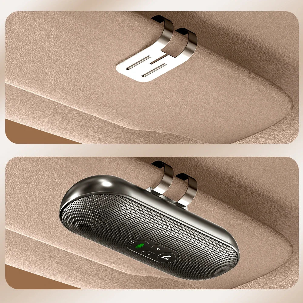 Bluetooth 5.4 Speaker Handsfree Car Kit Sun Visor Clip Wireless Audio Receiver Speakerphone Loud Music Player Dual Microphone