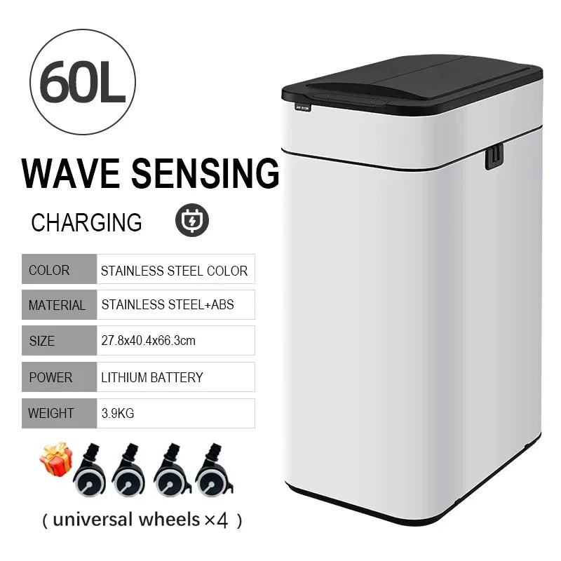 Smart Trash Can 20L 30 40 50 60 Liters Wastebasket Large Kitchen Garbage Cube Home Automatic Stainless Steel Garbage Bin Dustbin