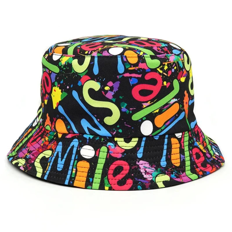 Summer Sun Protection Bucket Hat for Men Women Panama Cap Print Hip Hop Gorros Fishing Fisherman Hat Double Side Wear Fashion - Premium T-Shirts from Lizard Vigilante - Just $7.99! Shop now at Lizard Vigilante